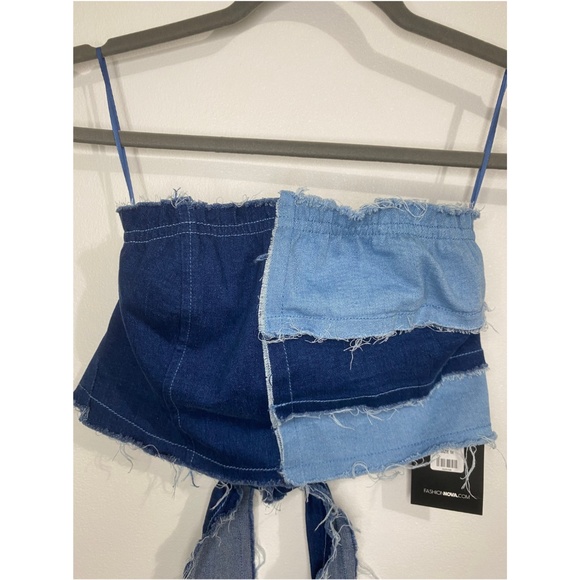 Patchwork Straight Leg Jeans + Patchwork Tube Top - Picture 10 of 11